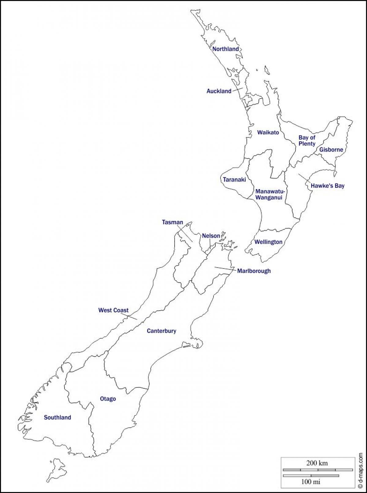 Pusta mapa Nowej Zelandii