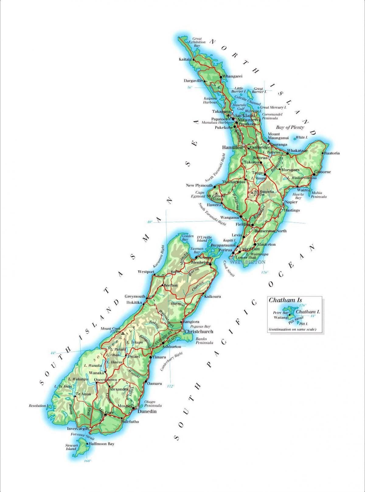 Duża mapa Nowej Zelandii