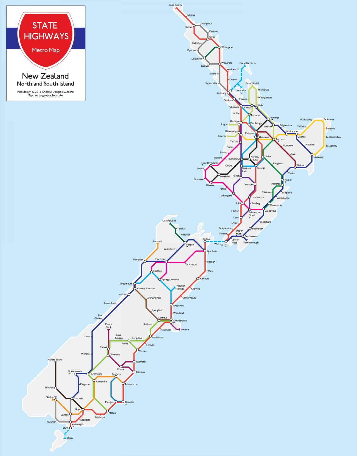 Mapa autostradowa Nowej Zelandii