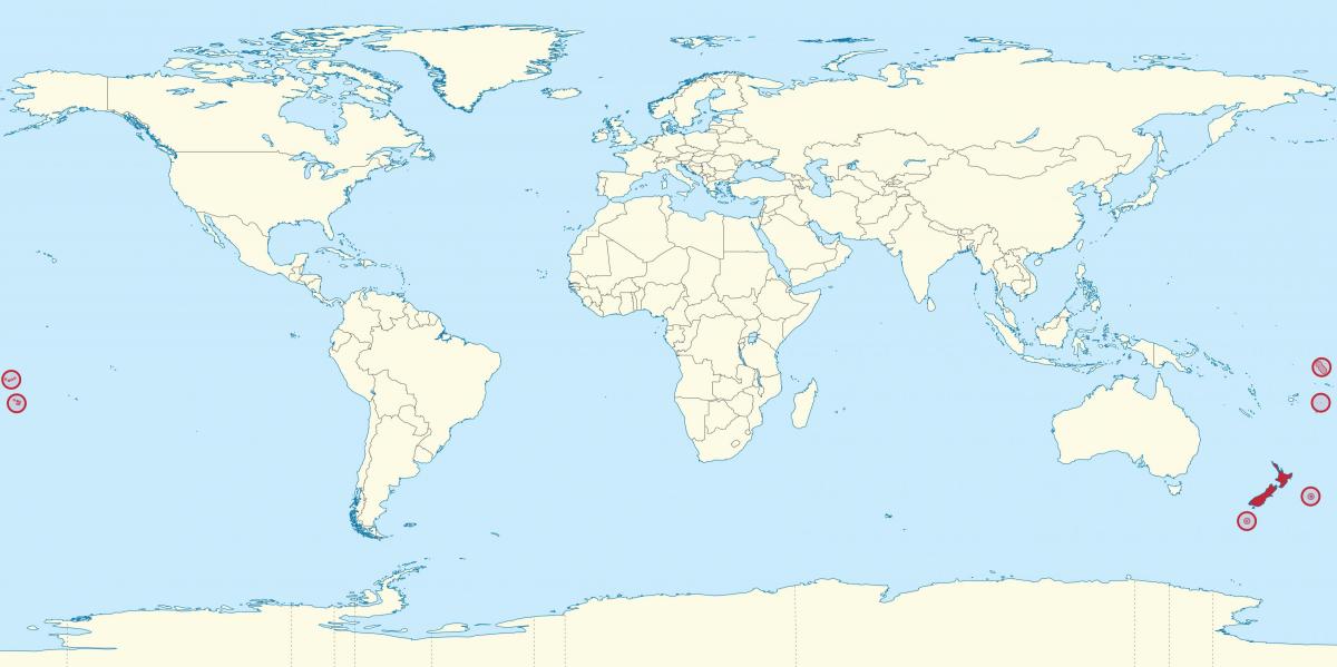 Położenie Nowej Zelandii na mapie świata