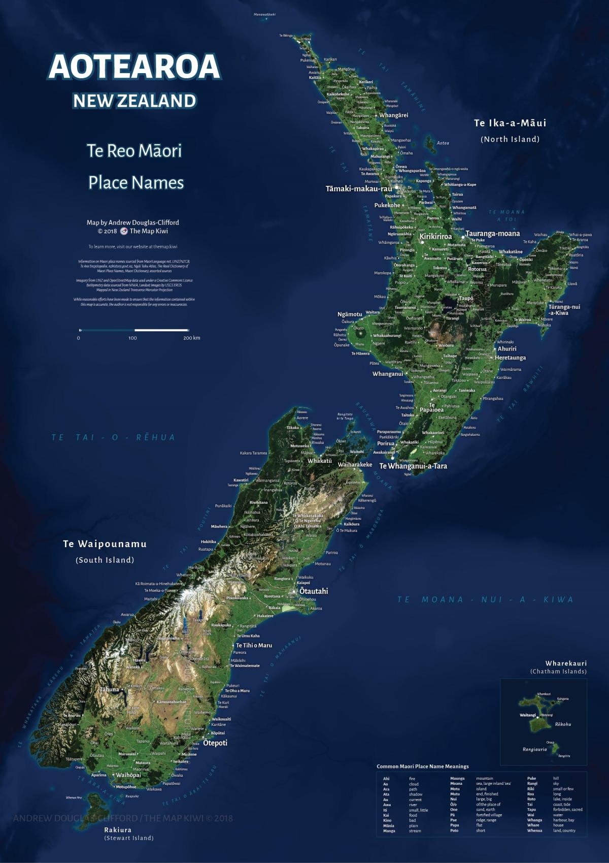Mapa widokowa nieba w Nowej Zelandii