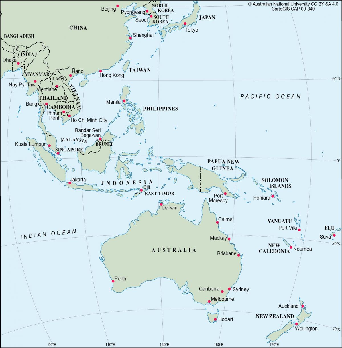 Położenie Nowej Zelandii na mapie Oceanii