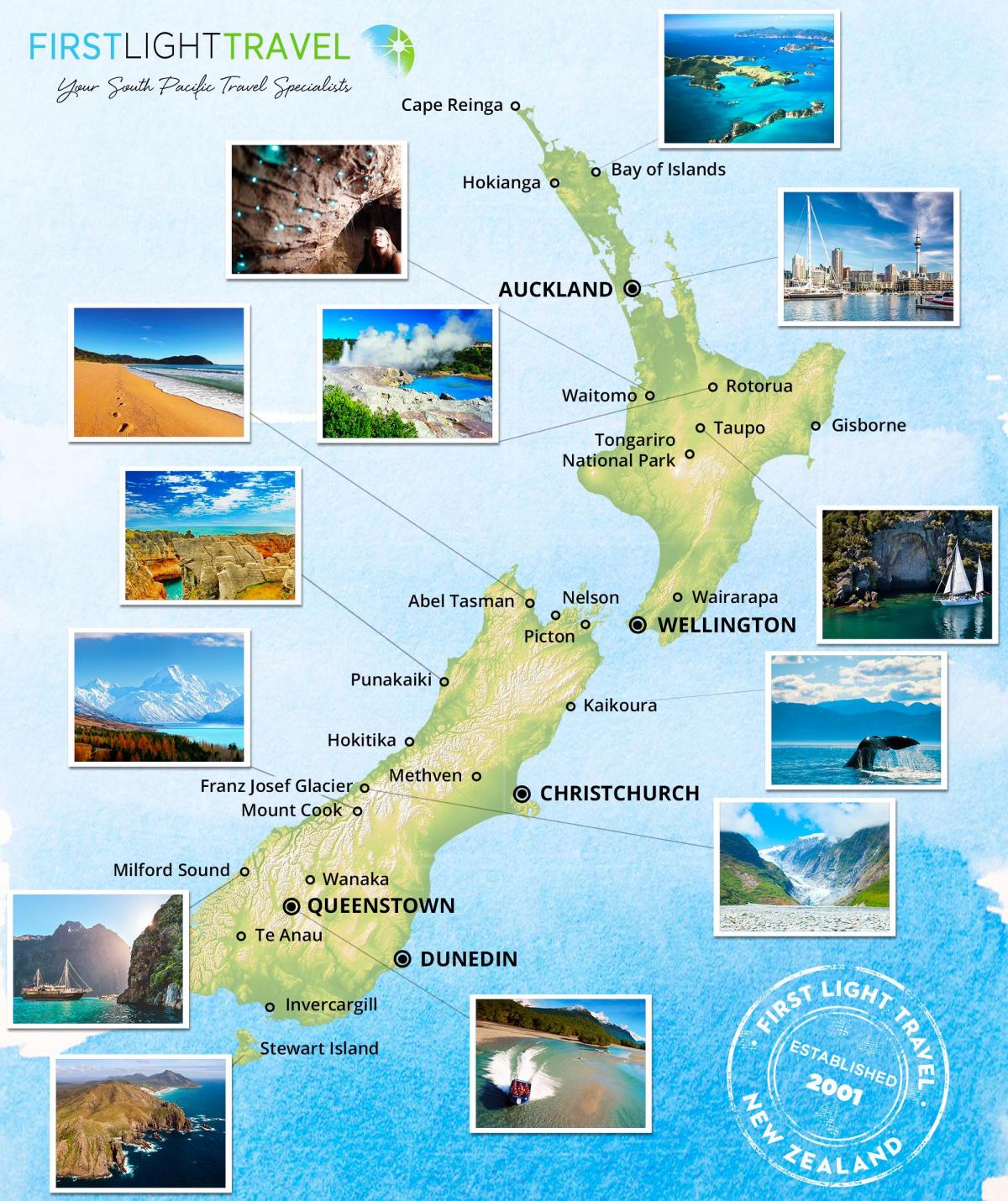 Mapa podróżnicza Nowej Zelandii