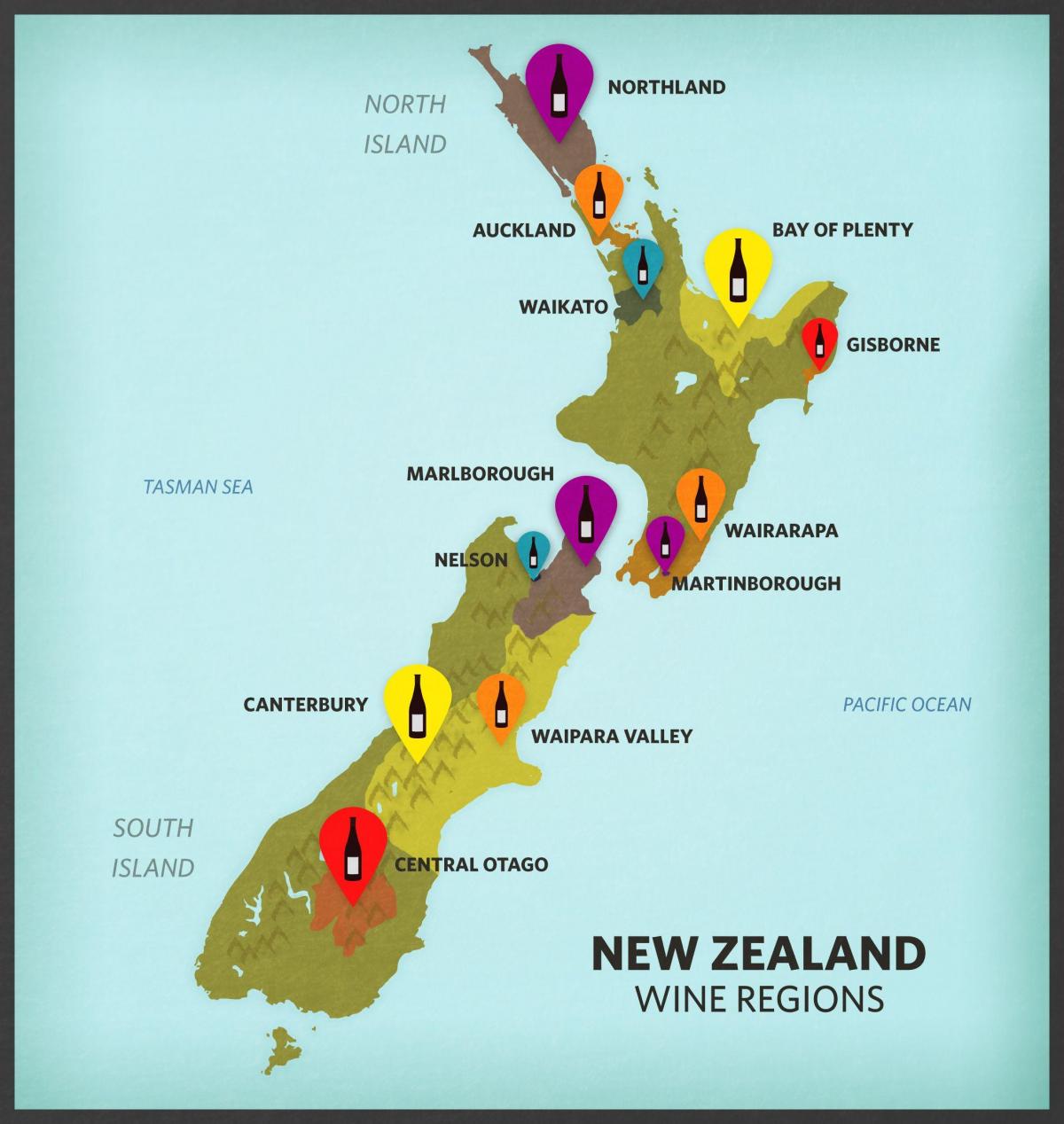 Mapa winnic w Nowej Zelandii